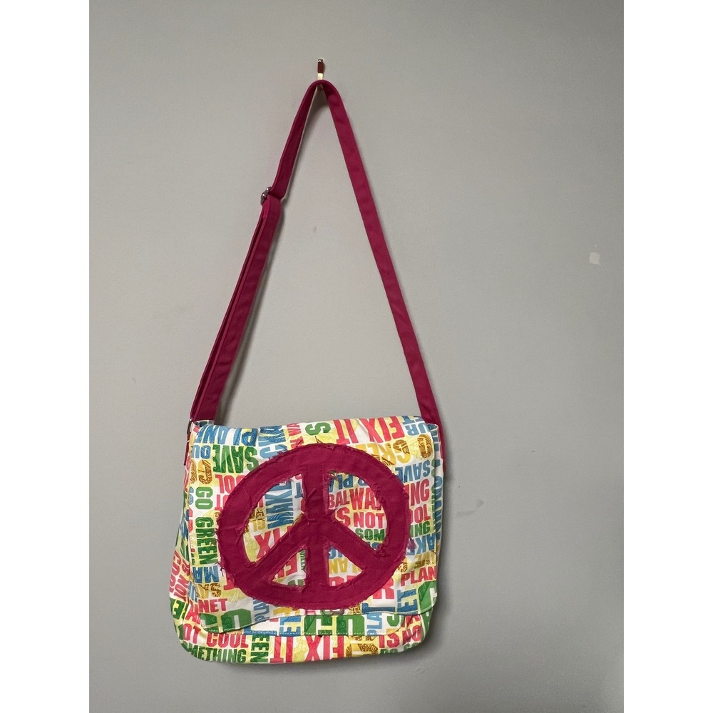 Candice Los Angeles Messenger Bag Womens OS Multicolor New Peace Sign Eco Bag